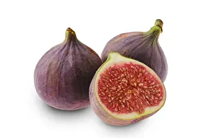 Fig Nutrition Facts Prints: Fresh figs, whole and segment isolated on white background