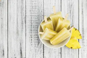 Fresh Fruit Desserts Prints: Fresh made Popsicles (Pineapple flavoured)