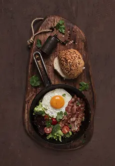 European Breakfast Prints: Fried egg, with bacon and vegetables