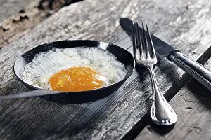 Chicken Egg Photography Prints: Fried egg, fried in a pan