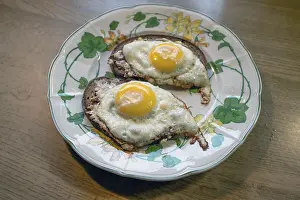 Bavaria Food Photography Prints: Two fried eggs served on bread on a plate