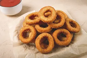 Fried Snack Food Prints: Fried onion rings, deep-fried, snack