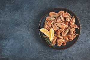 Fresh Seafood Photography Prints: Fried shrimp, with shell and head
