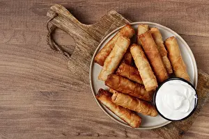 Gourmet Cheese Dish Prints: Fried spring rolls with cheese