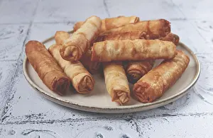 Gourmet Cheese Dish Prints: Fried spring rolls with cheese