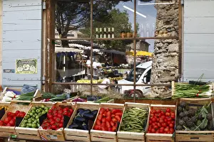 Vaucluse Prints: Fruit & Vegetable Store Print, Castle Square Gordes France