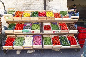 Vaucluse Prints: Fruit & Vegetable Store Print, Castle Square, Gordes, France