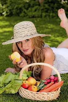 Fruit Basket Prints: Fruit and vegetables in a basket