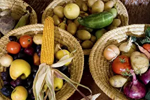 Fresh Produce Prints: Fruits and vegetable in baskets