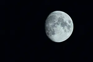 Deserted British Countryside Prints: Fullmoon in the black sky, Devon