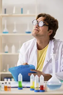 DNA Prints: Funny Crazy Chemist Doing Experiments and Tests Print