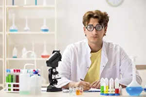 DNA Prints: Funny Crazy Chemist Doing Experiments and Tests Print