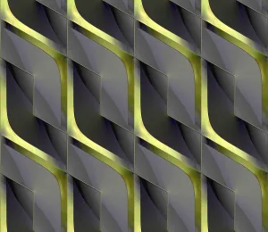 Modern Architecture Design Prints: Futuristic 3D Wallpaper of black and green angular shape