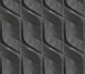 Contemporary Interior Decoration Prints: Futuristic 3D Wallpaper of black and green angular shape