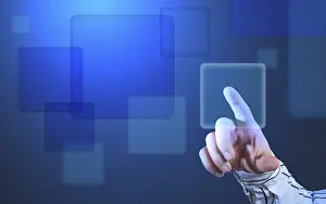 Electronic Communication System Prints: Futuristic touch screen display with streaming image