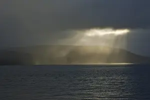 Sun Shining Through Clouds Prints: Gap in the clouds with sun shining through