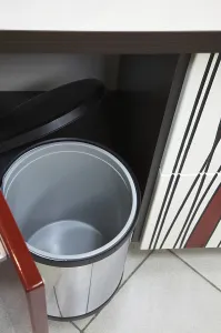 No People In The Kitchen Scene Prints: Empty garbage can on new and modern kitchen