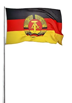 German Democratic Republic Flag Prints: GDR flag flapping on a flagpole