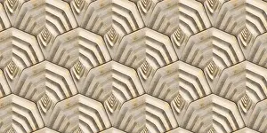 Modern Architecture Background Prints: A geometric pattern featuring interlocking shield shapes and a layered 3D effect