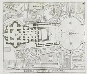 UNESCO World Heritage Site Vatican City Prints: Geometric plan of the same basilica of S
