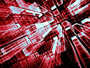 Geometric Design Prints: Geometric technology background - abstract computer-generated image