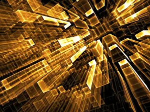 Virtual Reality Concept Image Prints: Geometric technology background - abstract computer-generated image
