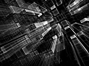 Virtual Reality Concept Image Prints: Geometric technology background - abstract computer-generated image