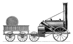 No People Vintage Illustration Prints: George Stephenson's Rocket