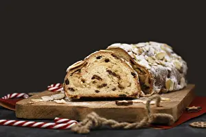 German Stollen Cake Prints: German Stollen cake, a fruit bread with nuts