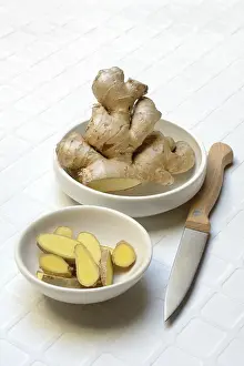 Ginger Root Prints: Ginger, ginger root and ginger slices in shell