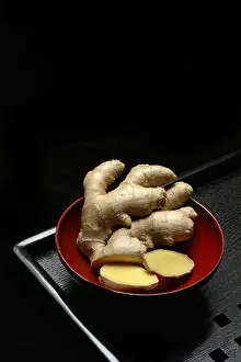 Zingiber Officinale Prints: Ginger, ginger root in tea bowl