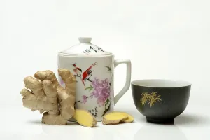 Ginger Spice Prints: Ginger root with cup, ginger tea