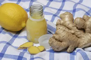 Natural Remedy For Health Prints: Ginger root, lemon and ginger shot