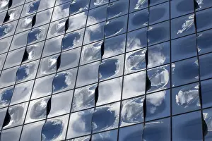 Herzog And De Meuron Architecture Prints: Glass facade with reflection of clouds
