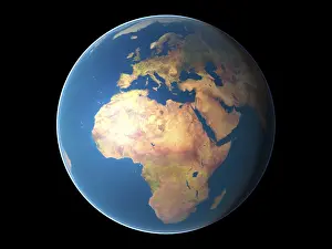 Symbolic World Map Prints: Globe against a black background