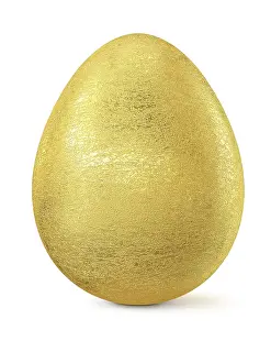 Christian Tradition Prints: Golden Easter egg isolated on white background