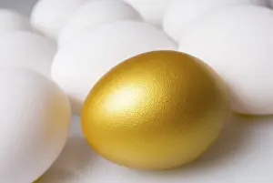 Golden Easter Egg Prints: Golden easter egg between white eggs