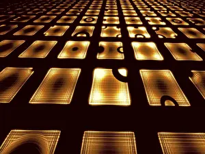 Fractal Geometry Background Prints: Golden perspective background - computer-generated image