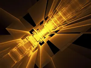 Contemporary Architectural Style Prints: Golden technology, sci-fi o esoteric background - abstract computer generated image