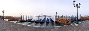 Deserted Waterfront Promenade Prints: Gondolas St. Mark's Square