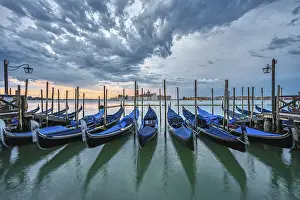 Italian Cityscape Prints: Gondolas in St Mark's Square in Venice