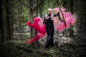 Dark Fantasy Photography Prints: A gorgeous gothic model acts in a forest environment