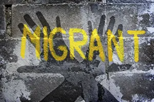 Abstract Art Prints: Graffiti on Migration, Defensive Attitude Print