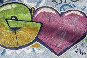 Prints of Graffiti on wall. Heart shape Contemporary Art Prints: Heart Shape Graffiti Print on Wall