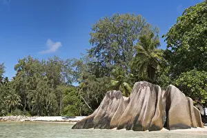 Granite Rock Formation Prints: Granite rocks on the beach Anse Source d'Argent