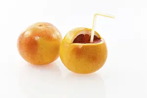 Vitamin Rich Citrus Fruit Prints: Grapefruit with a straw as a drink