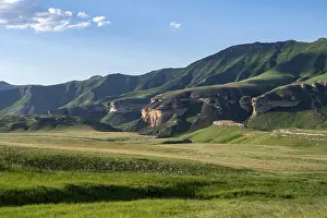 Grassland Landscape Photography Prints: Grassland with sandstone cliffs and cliffs