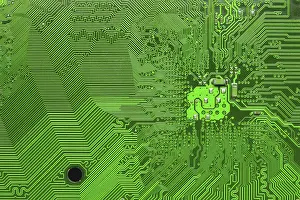 Circuit Board Design Prints: Green Circuit board, electronic computer hardware technology