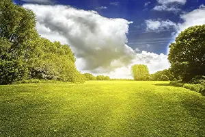 Agricultural Landscape Images Prints: Green field and clouds