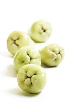 Studio Shot Of Fruit Prints: Green Java apples (Syzygium samarangense)